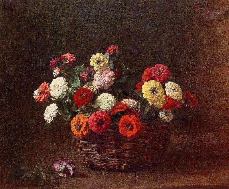 Henri Fantin-Latour Zinnias in basket